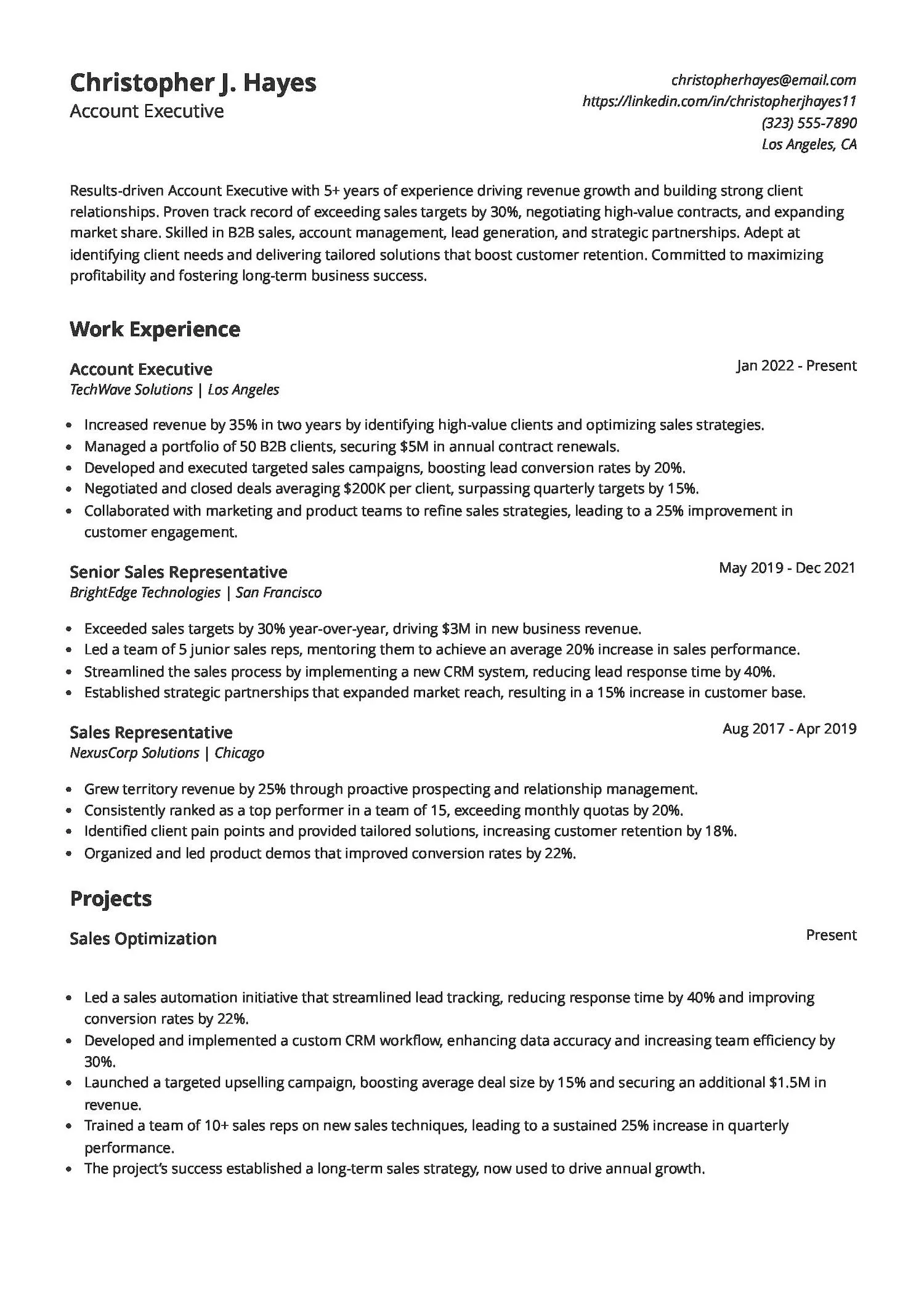 Account Executive Resume