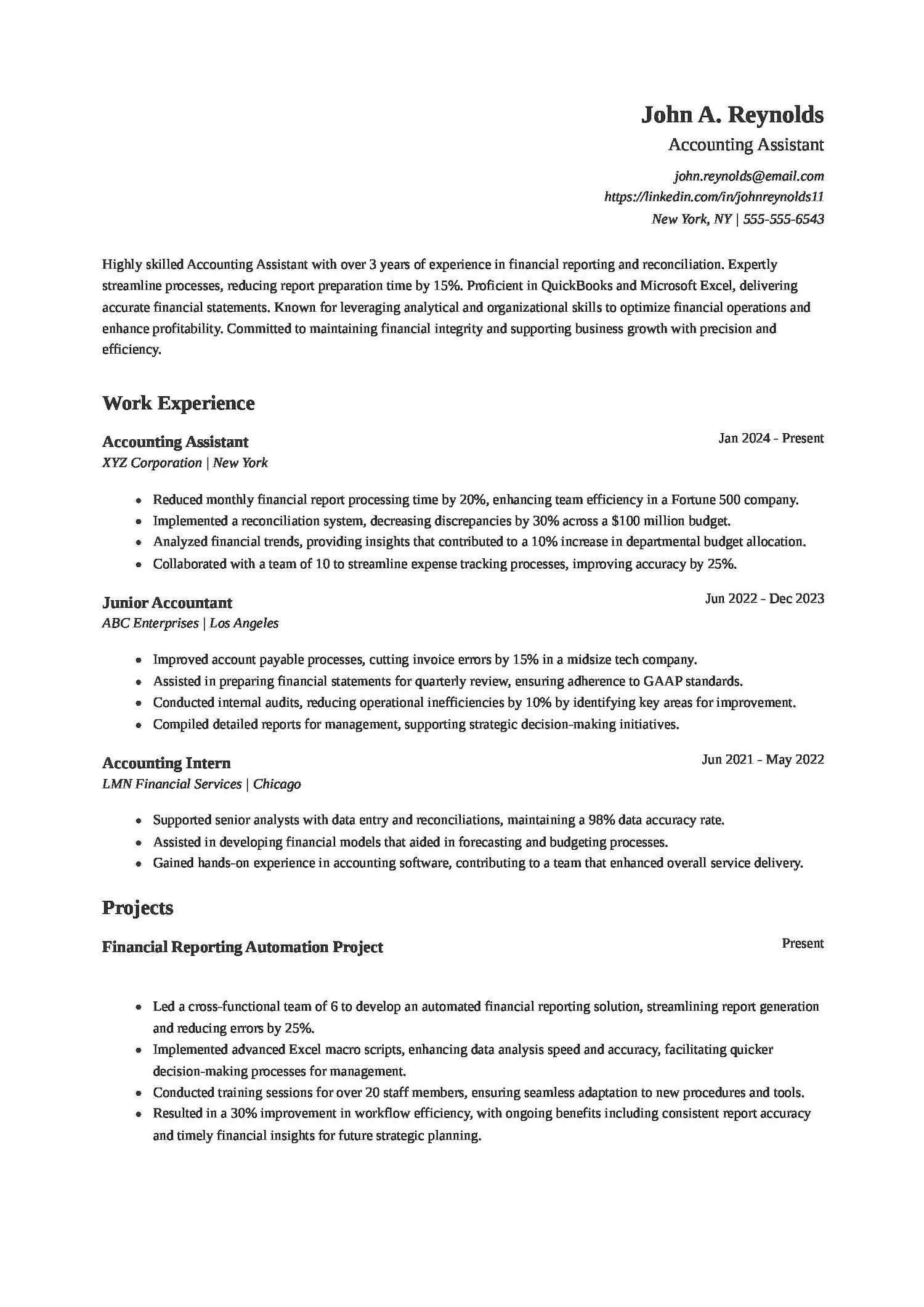 Accounting Assistant Resume