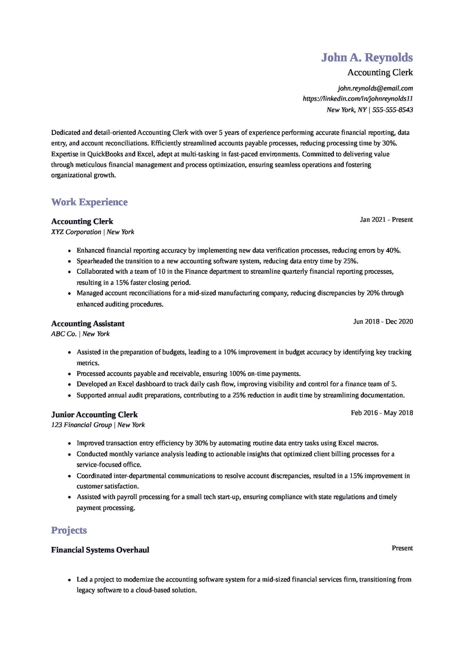Accounting Clerk Resume
