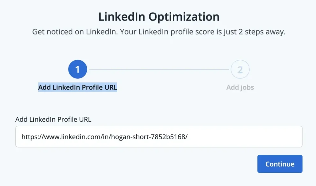 Add LinkedIn Profile URL with Jobscan