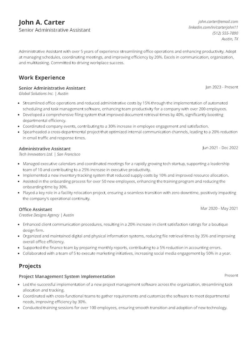Administrative Assistant Resume