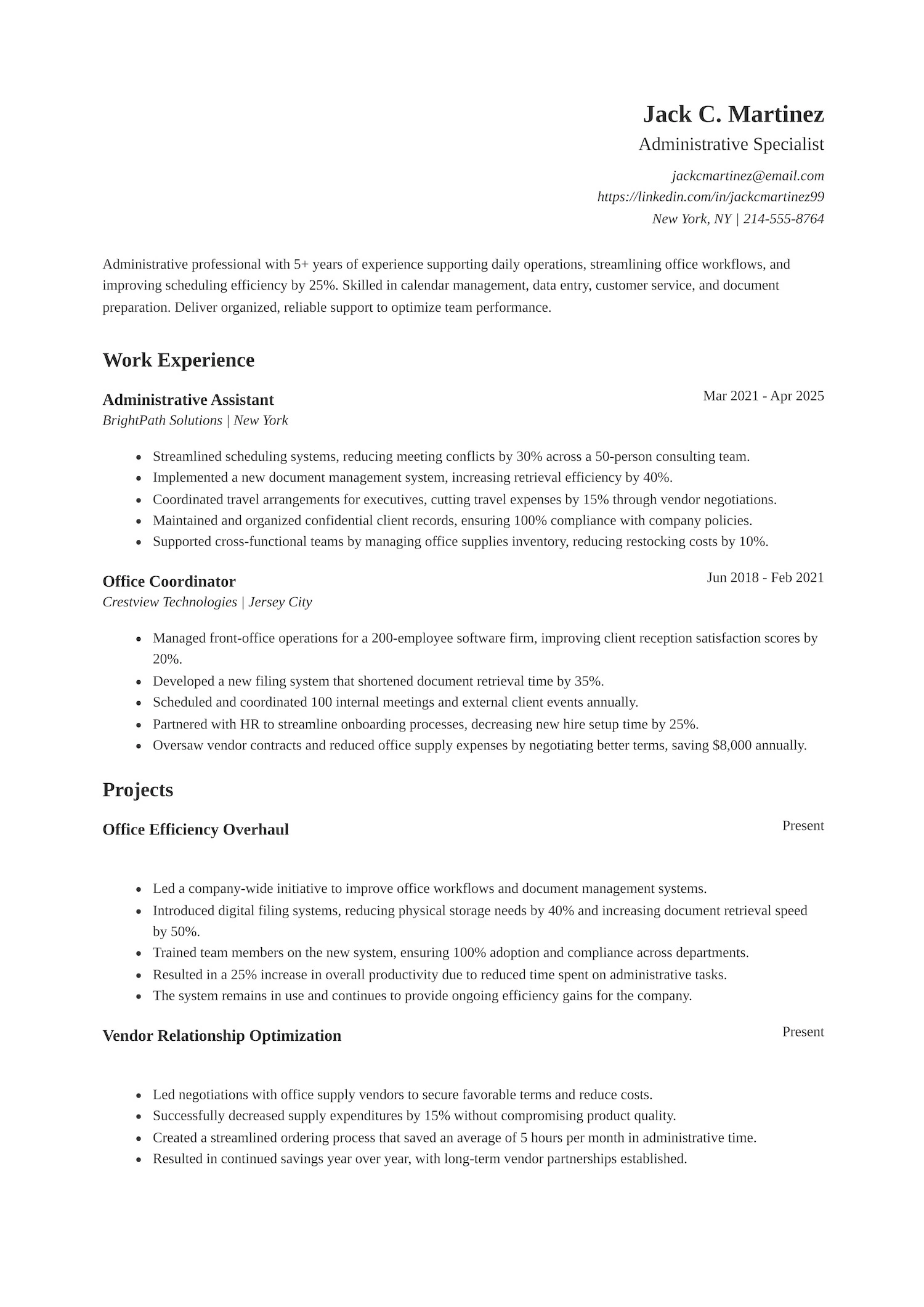 Administrative Resume