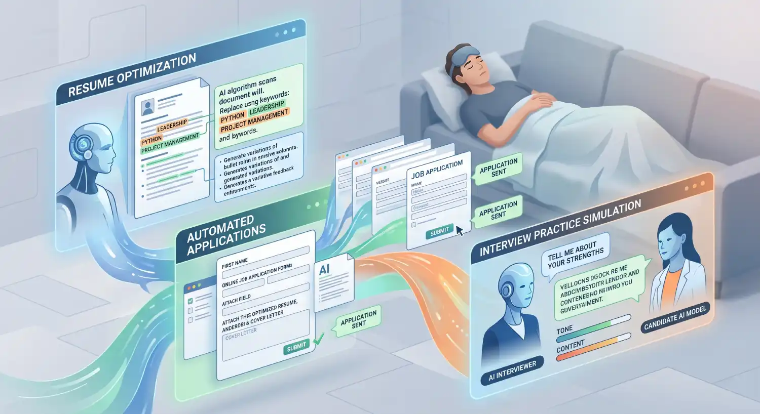 AI writes, applies and practices for jobs while a person sleeps