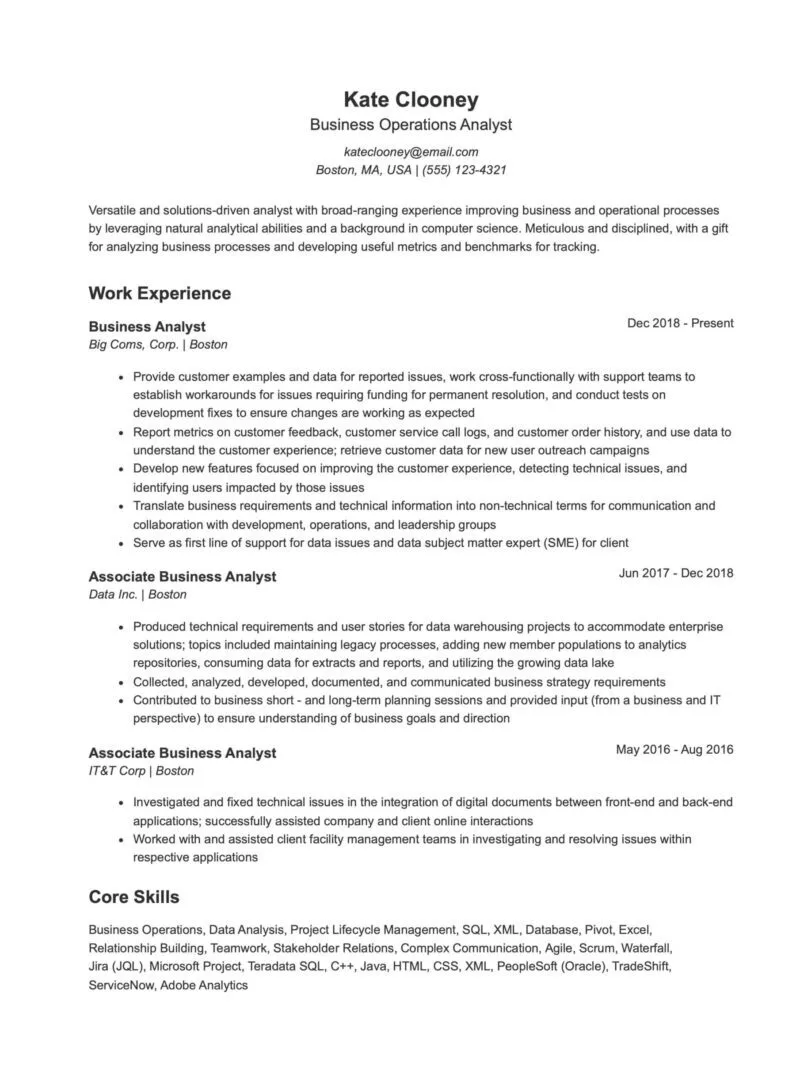 Example of chronological resume format.