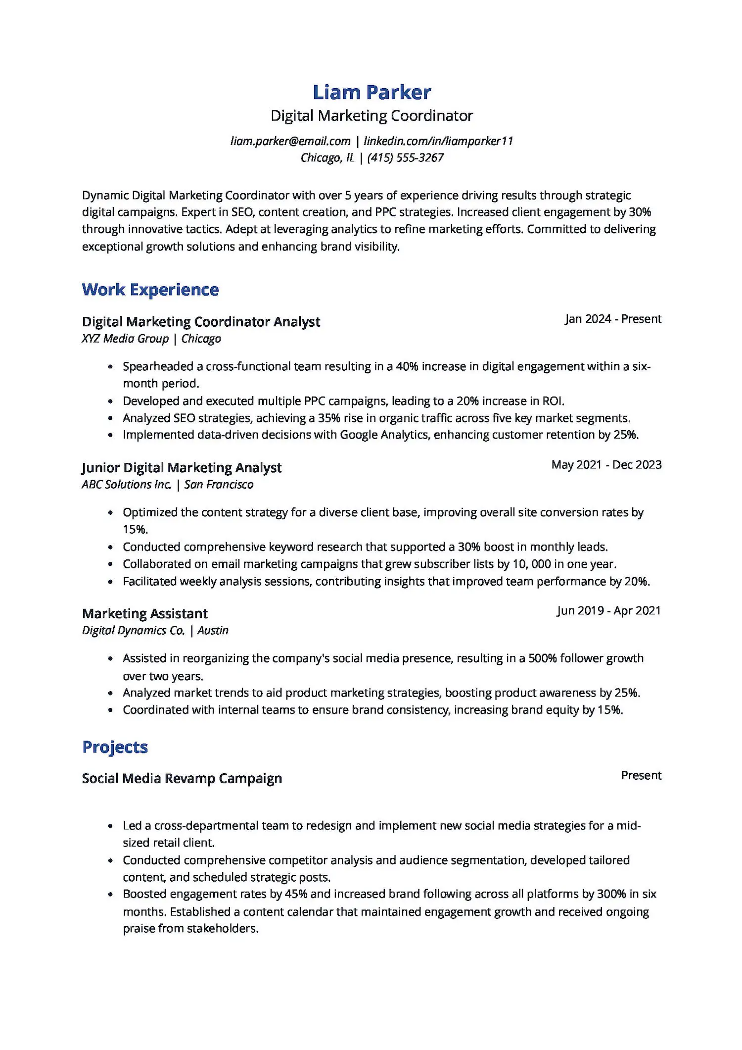 Digital Marketing Coordinator Resume