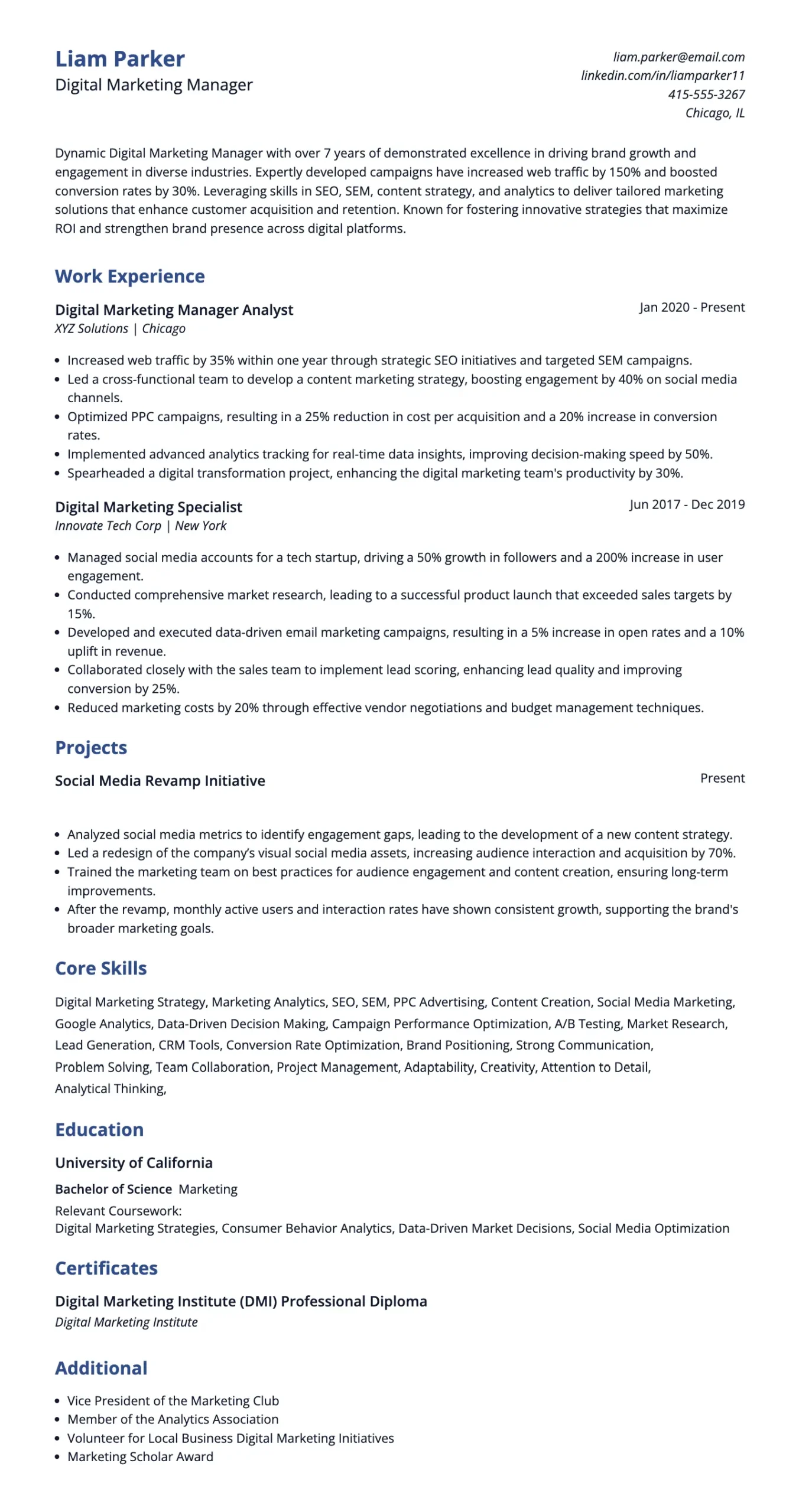 Best Digital Marketing Resume Examples for 2026
