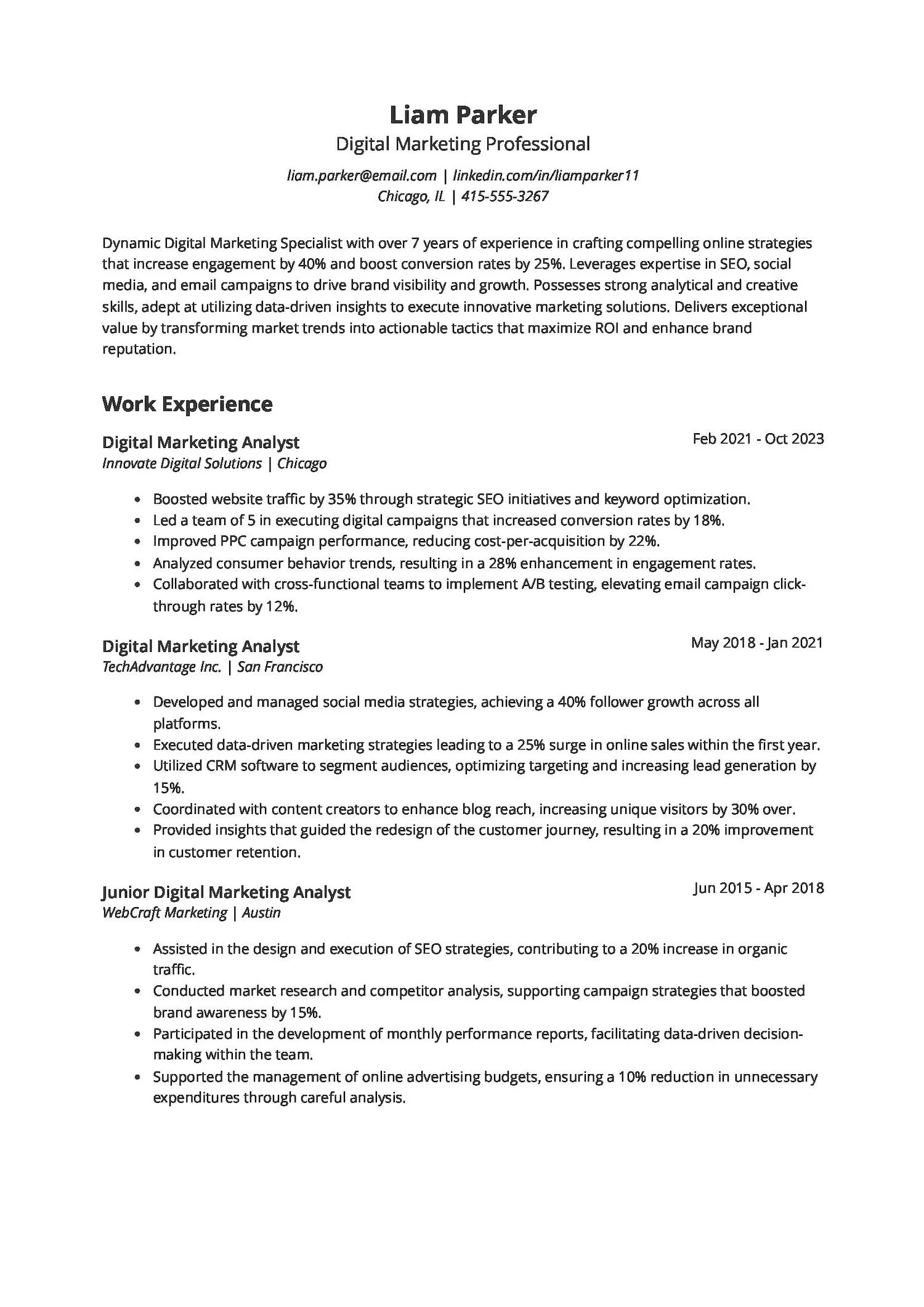 Digital Marketing Resume