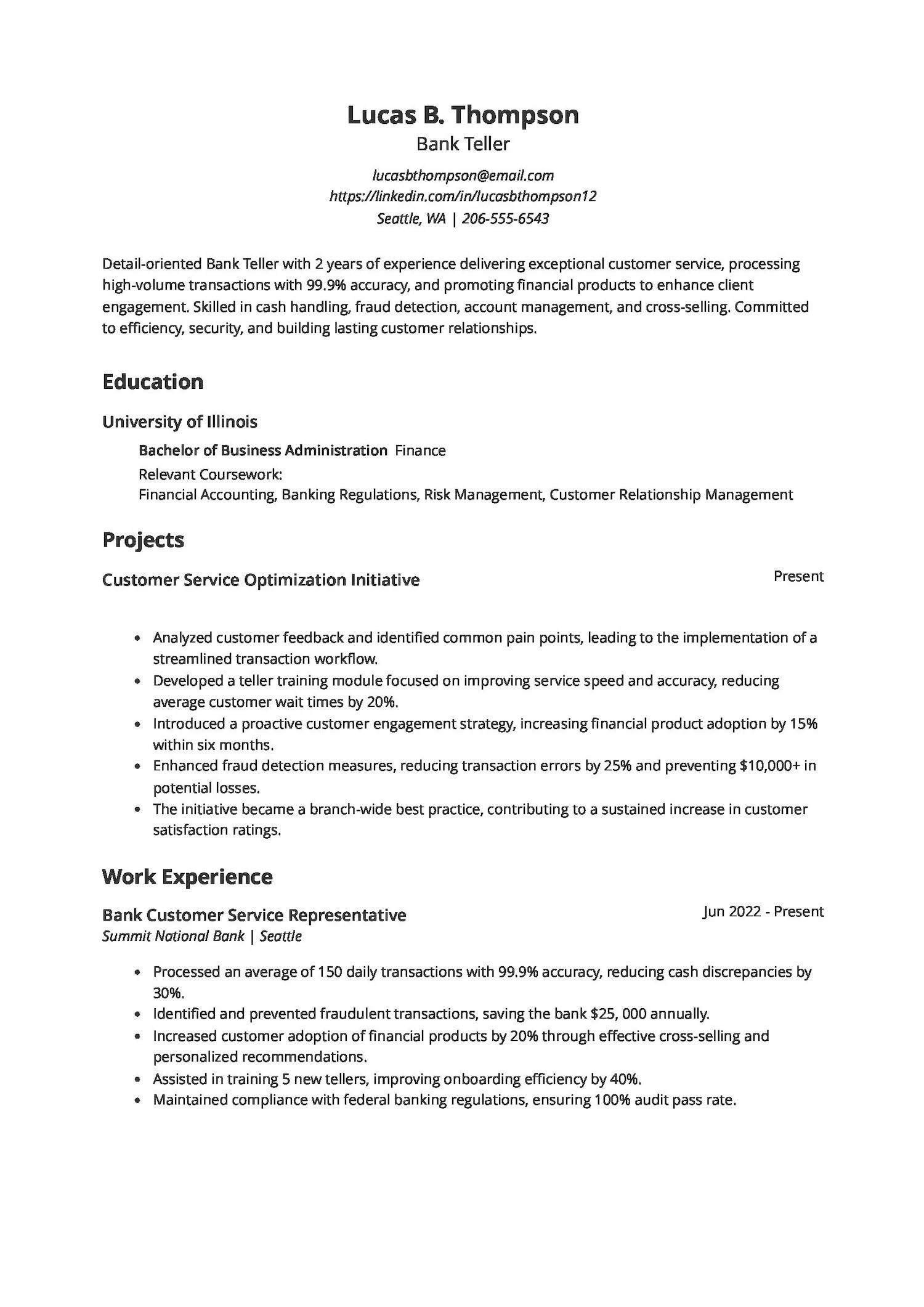 Best Bank Teller Resume Examples - Entry Level Bank Teller Resume 