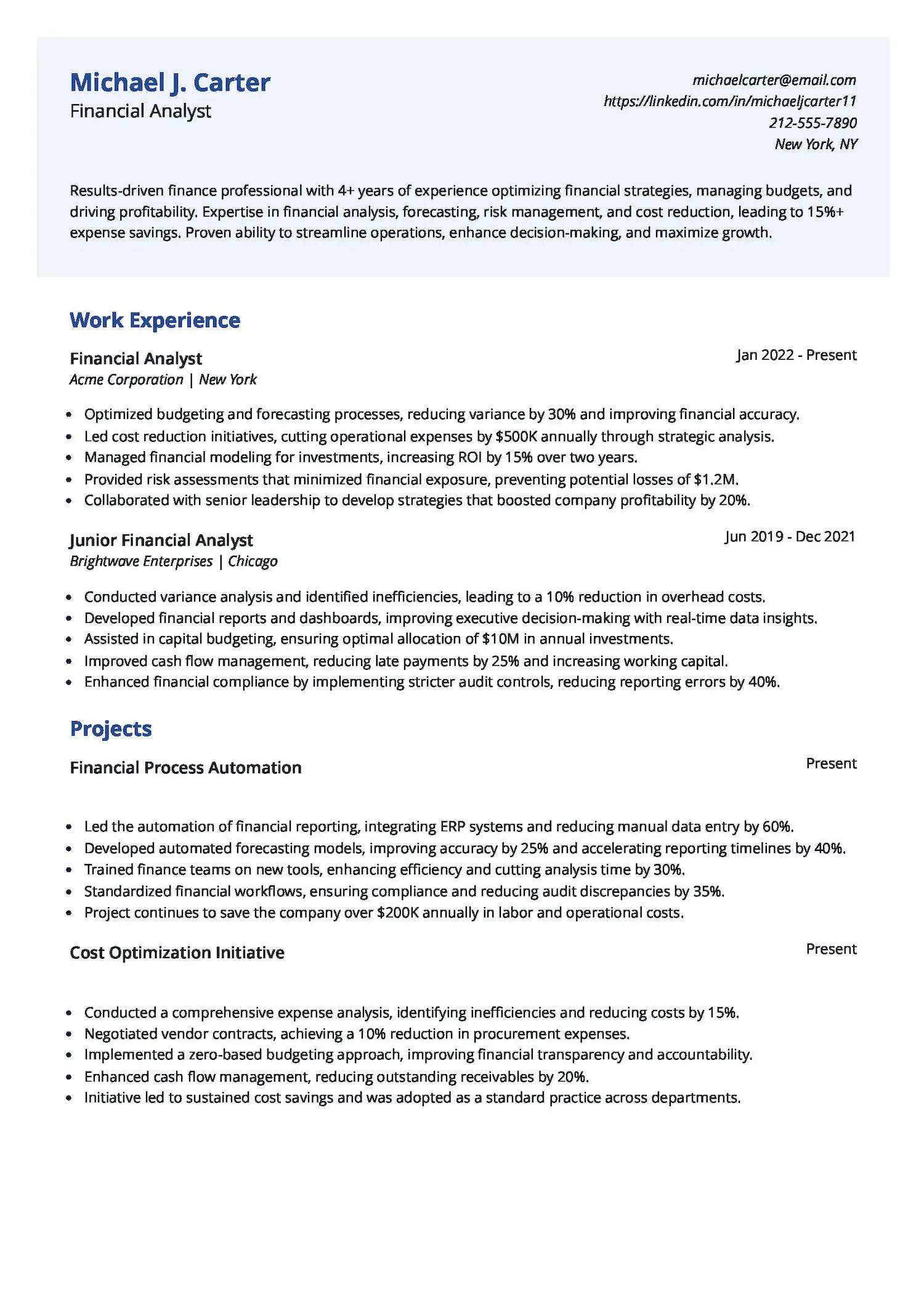 Finance Resume