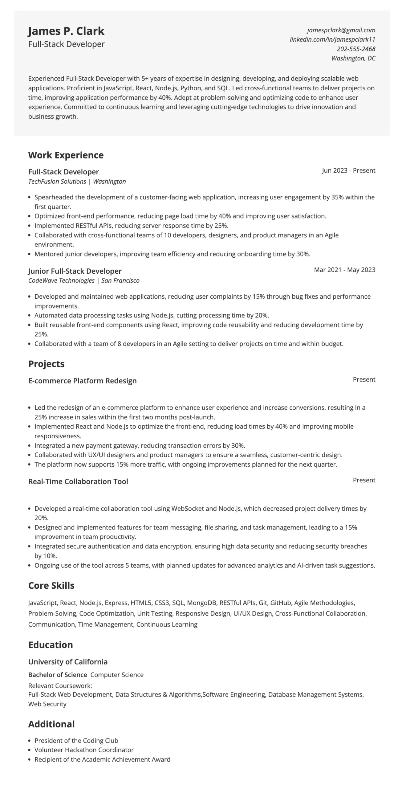 Best Full Stack Developer Resume Examples Tips 2025