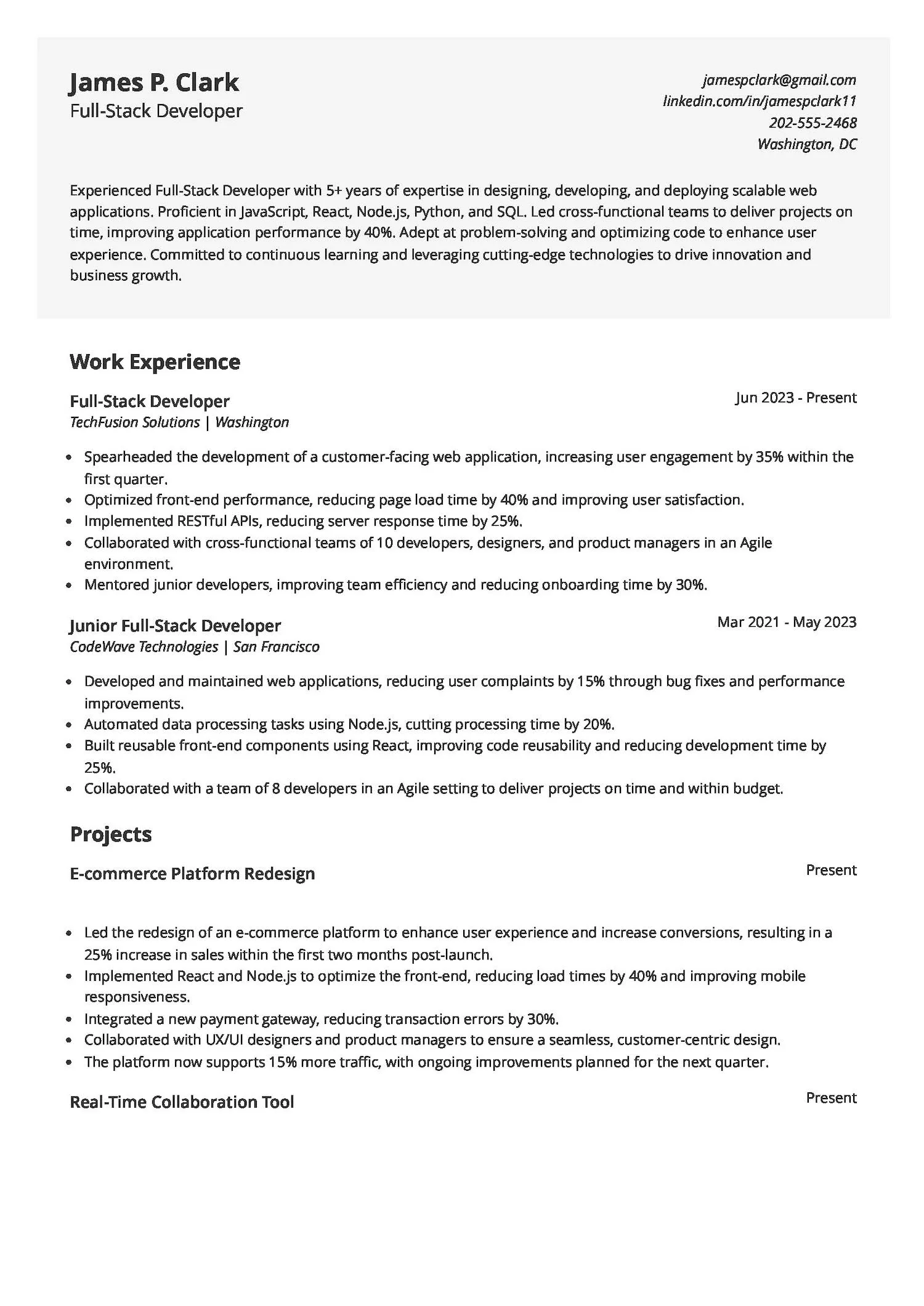 Best Full-Stack Developer Resume Examples & Tips 2025