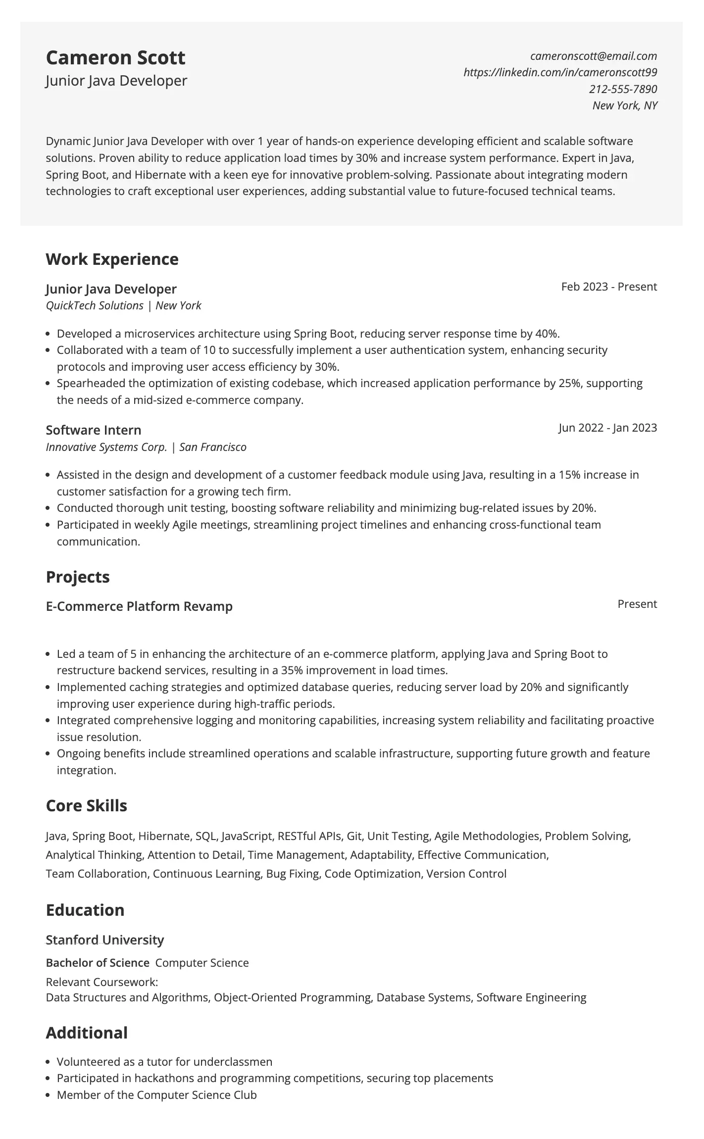 Java Developer Resume Tips & Examples