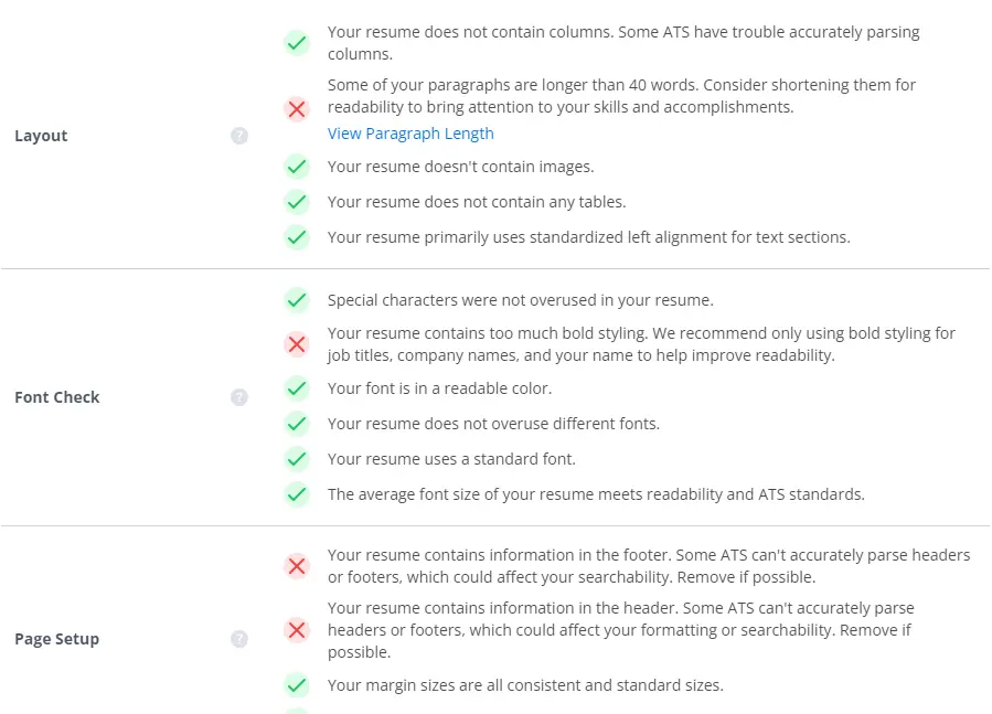 Layout section of the match report.
