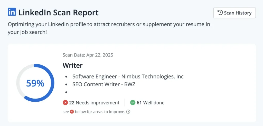 LinkedIn Scan Report Jobscan