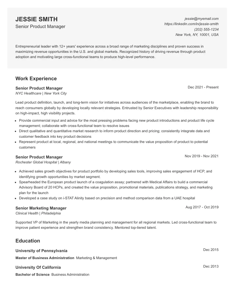 Marketing resume example