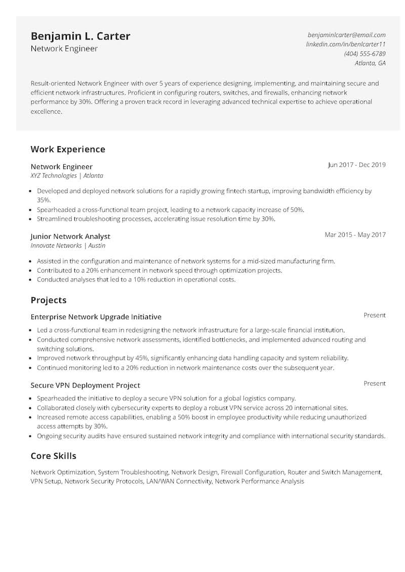 Network Engineer Resume