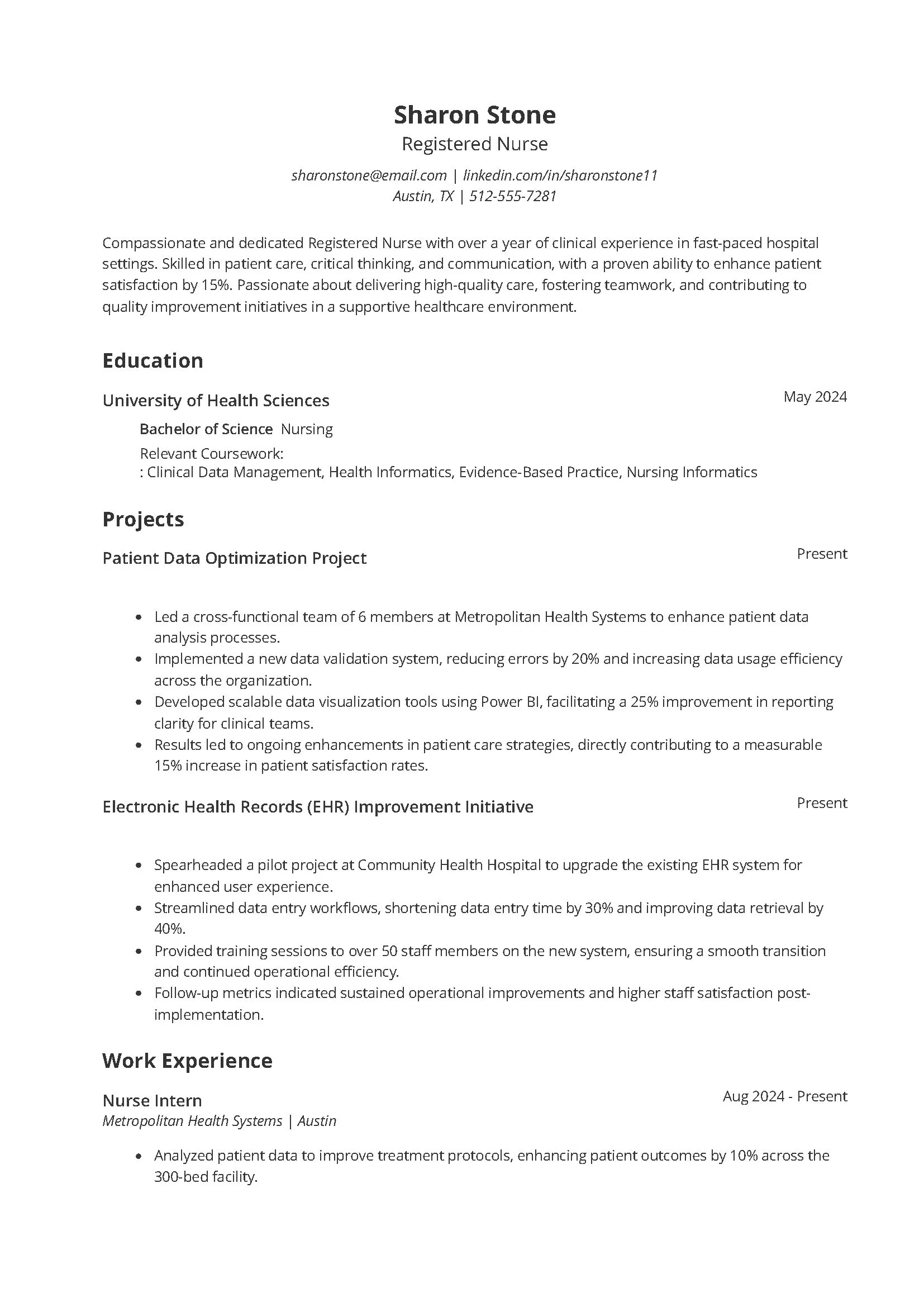 New Grad Nurse Resume