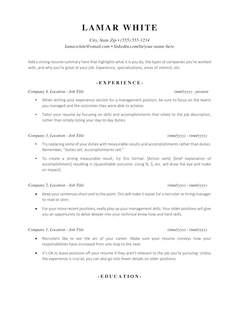 White resume on big screen