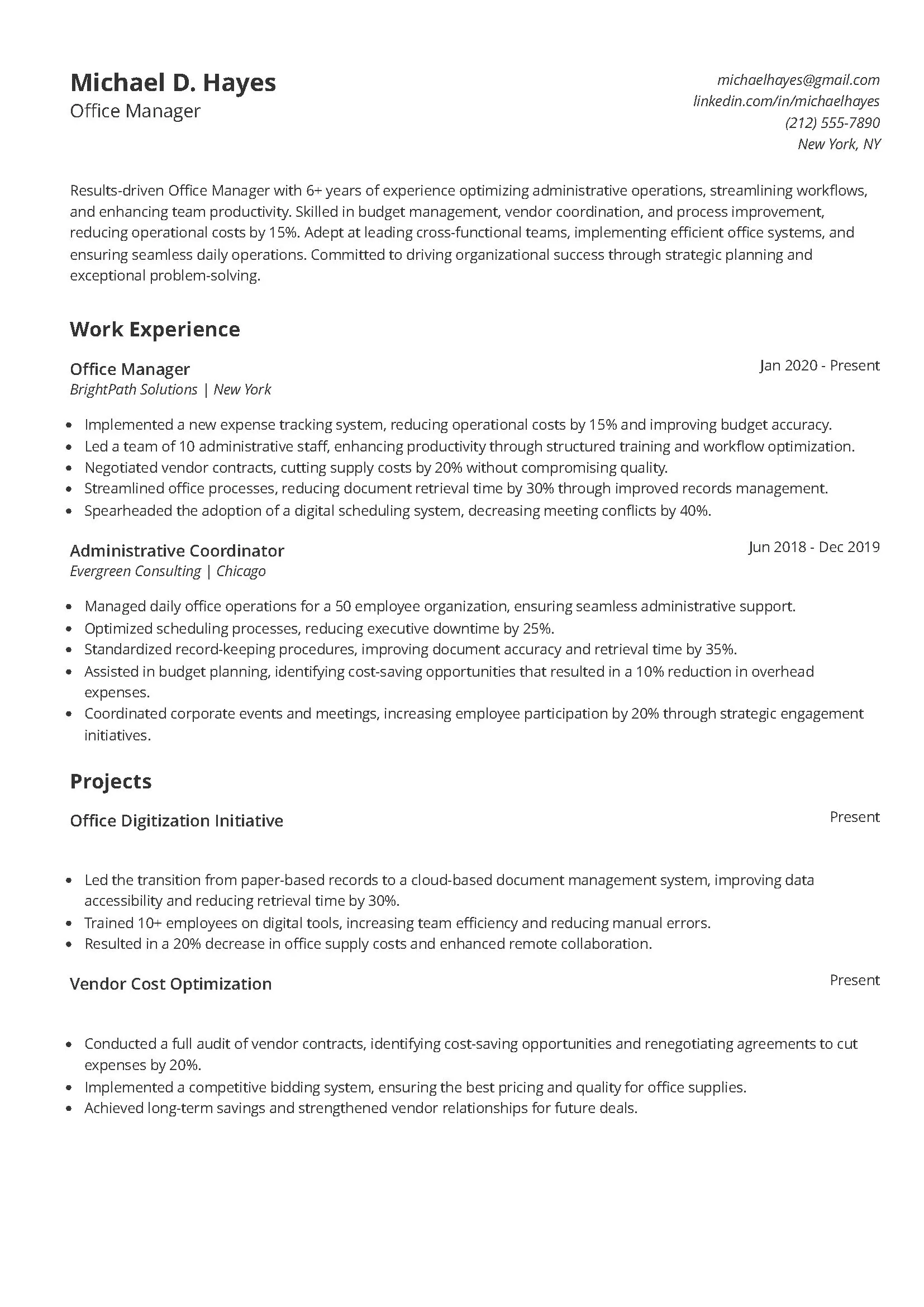 Office Manager Resume