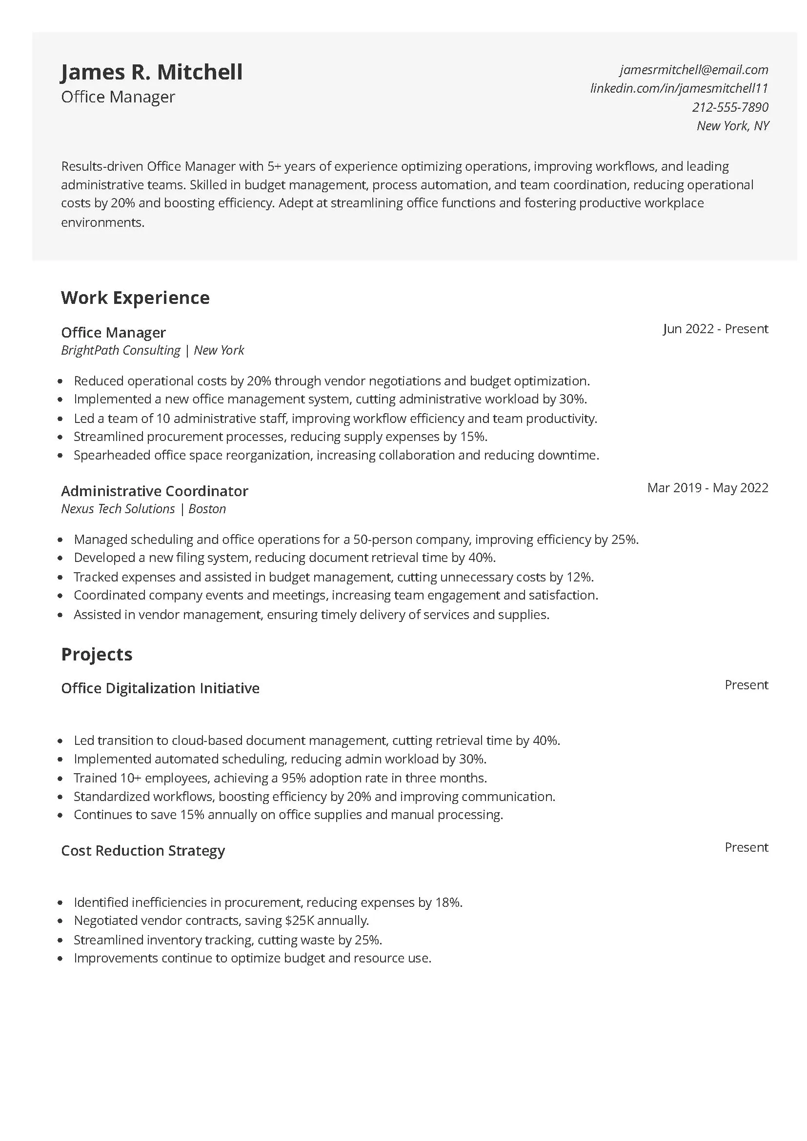 Office Manager Resume