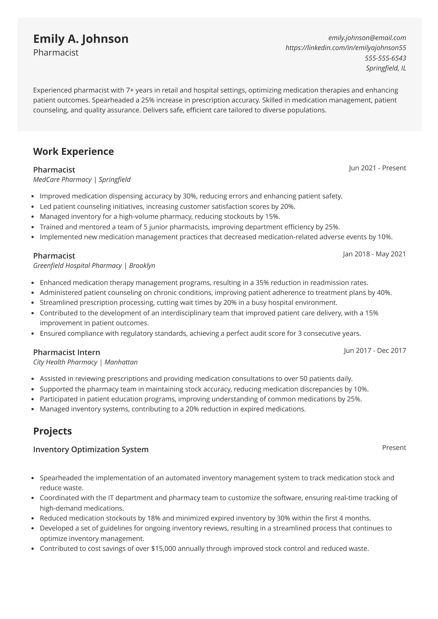 Pharmacist Resume