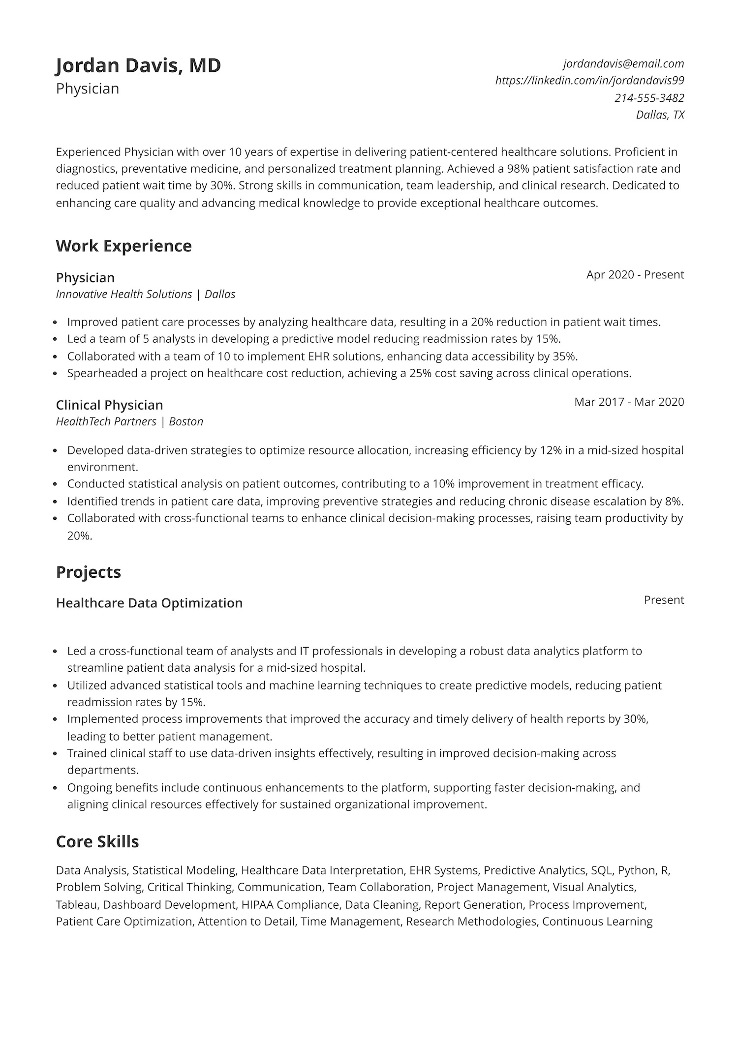 Physician Resume