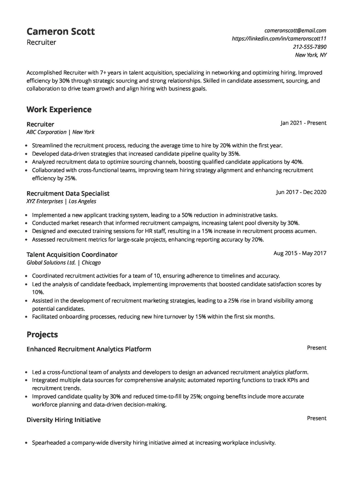Recruiter Resume