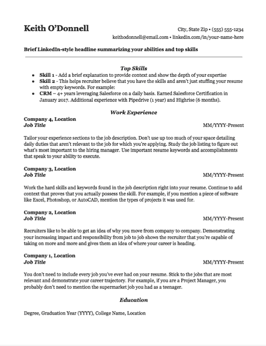 resume templates