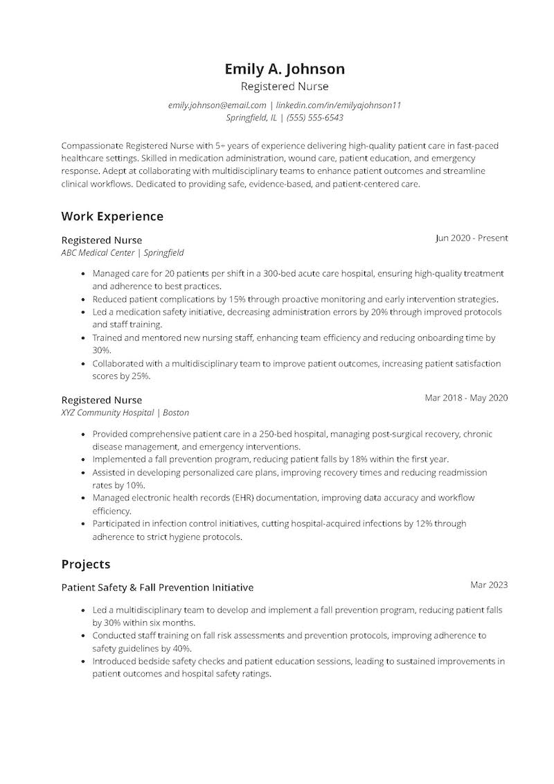 Registered Nurse Resume