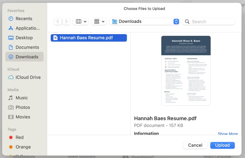 resume linkedin example