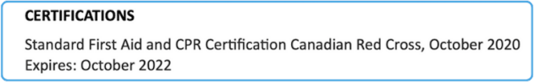 How To Format Dates On A Resume - Resume Certification Section With Expiry Date 768x118 