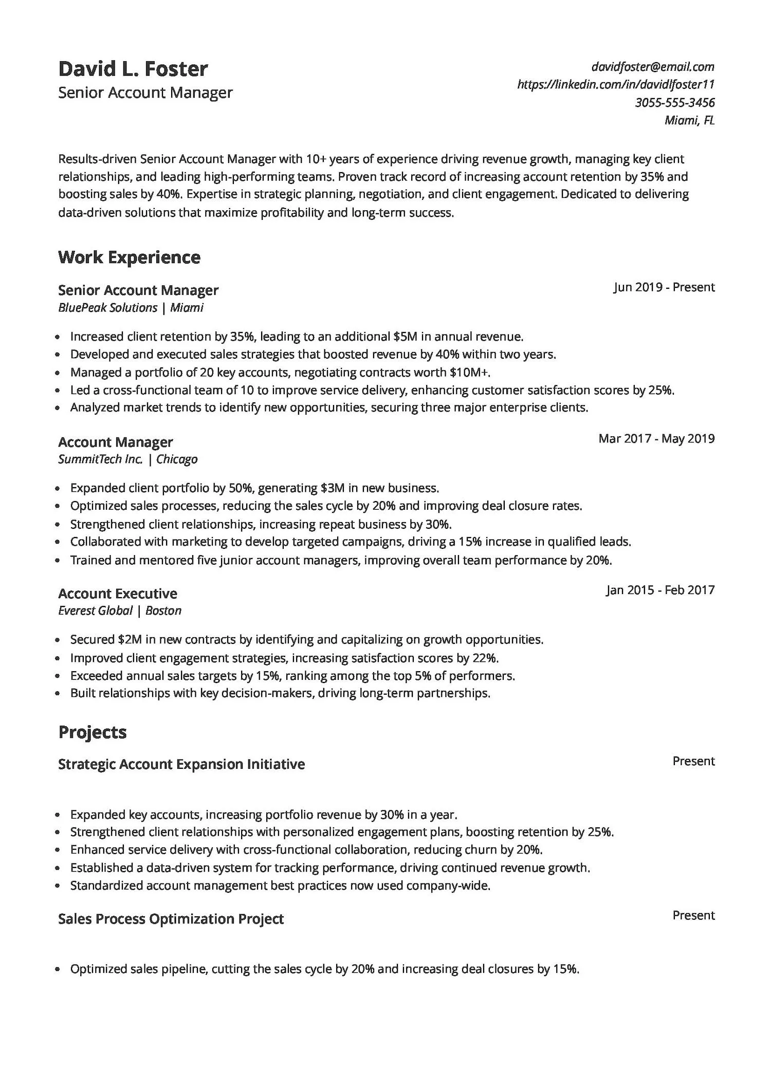 Senior Account Manager Resume