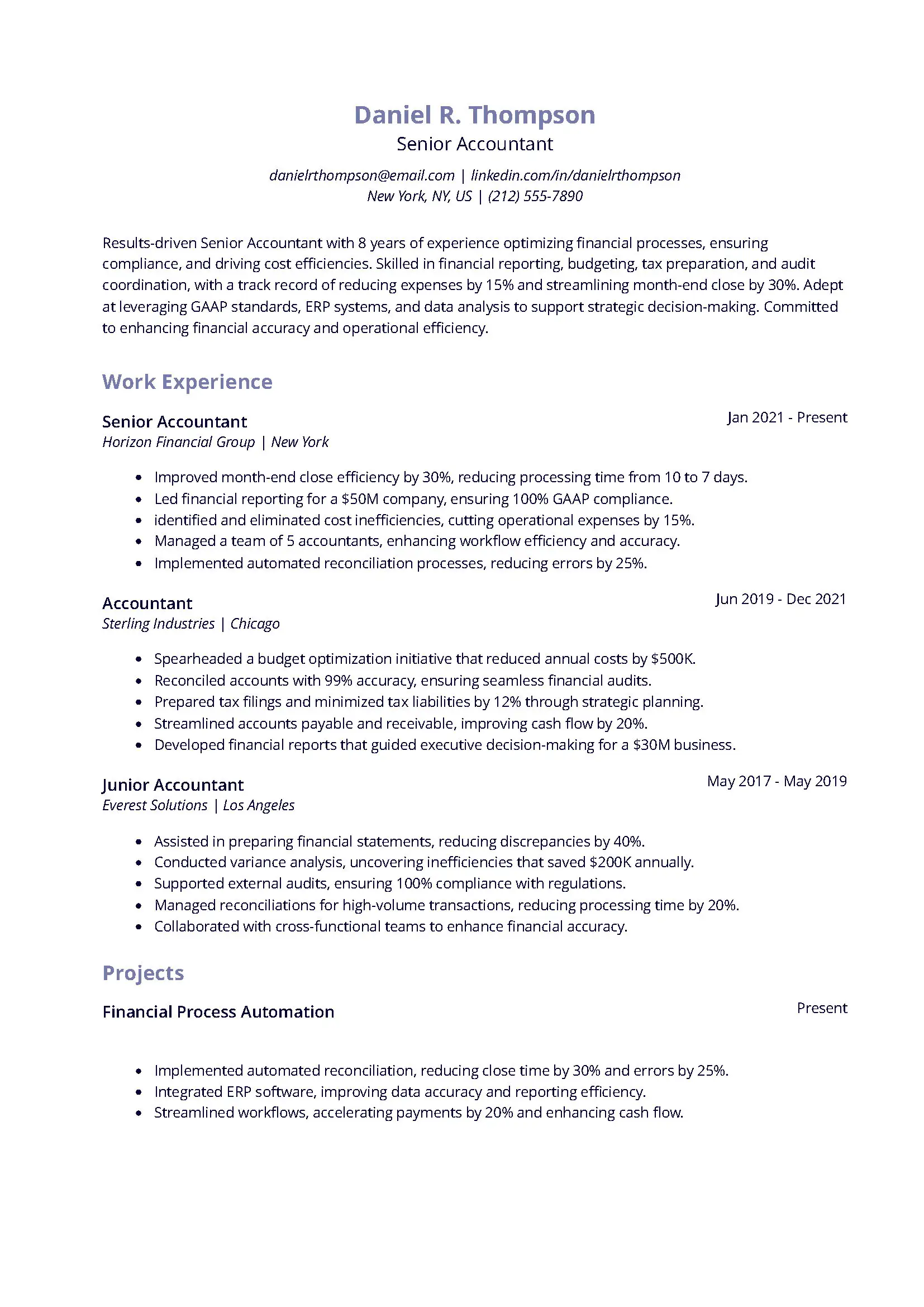 Senior Accountant Resume