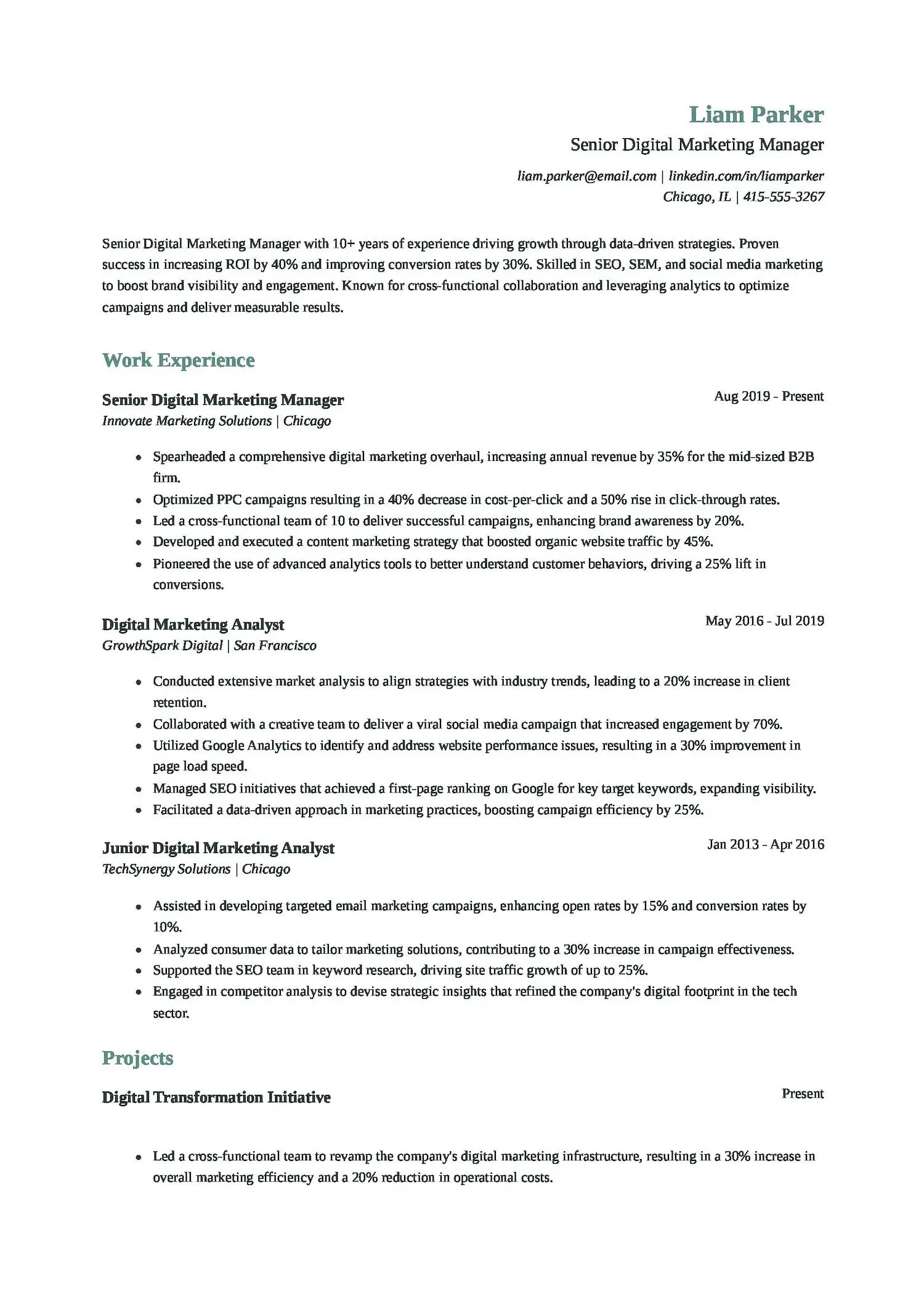 Senior Digital Marketing Manager Resume