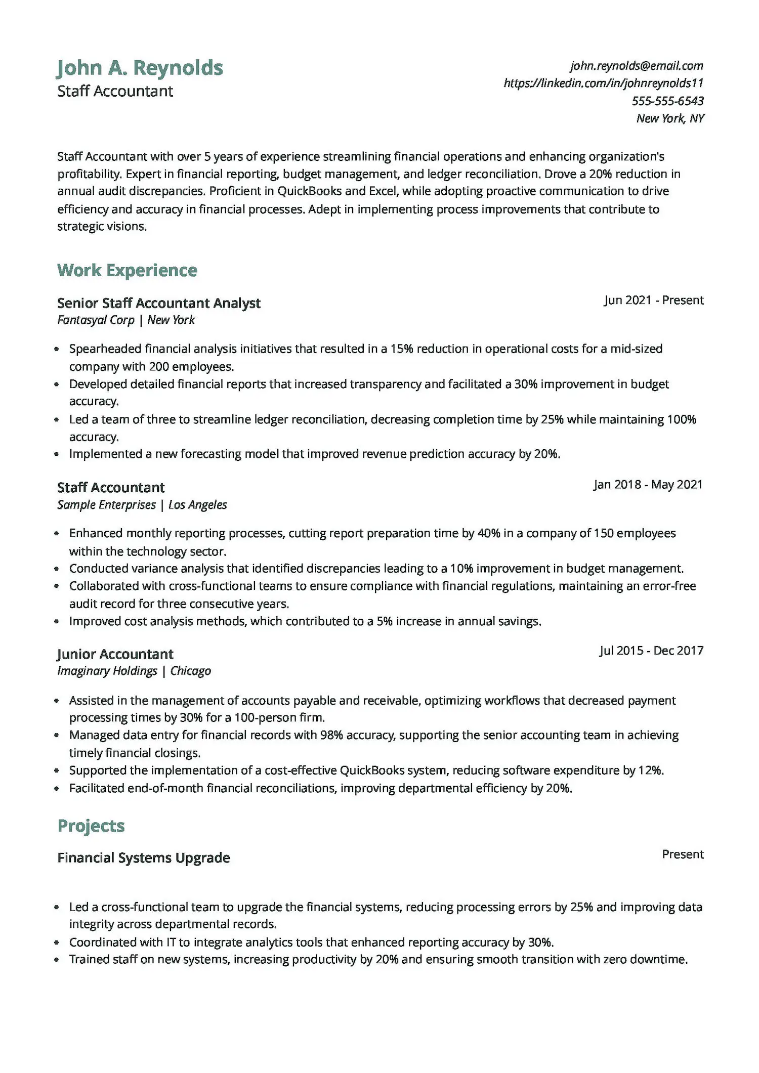 Staff Accountant Resume