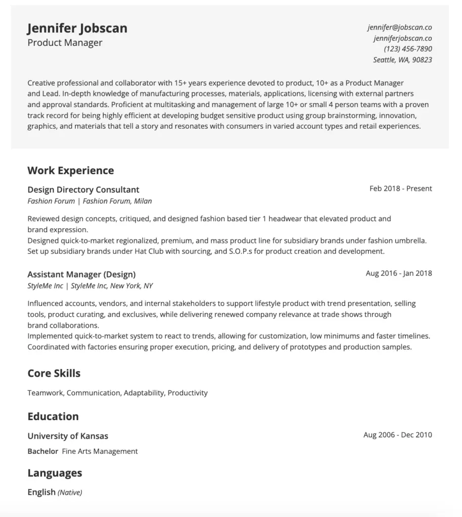 What is the Best Resume Format - Chronological Resume 914x1024 1.webp
