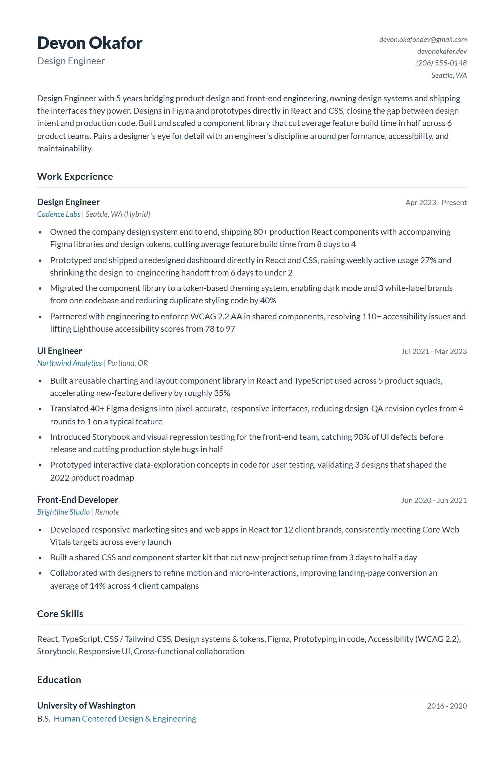 Design Engineer Resume Example