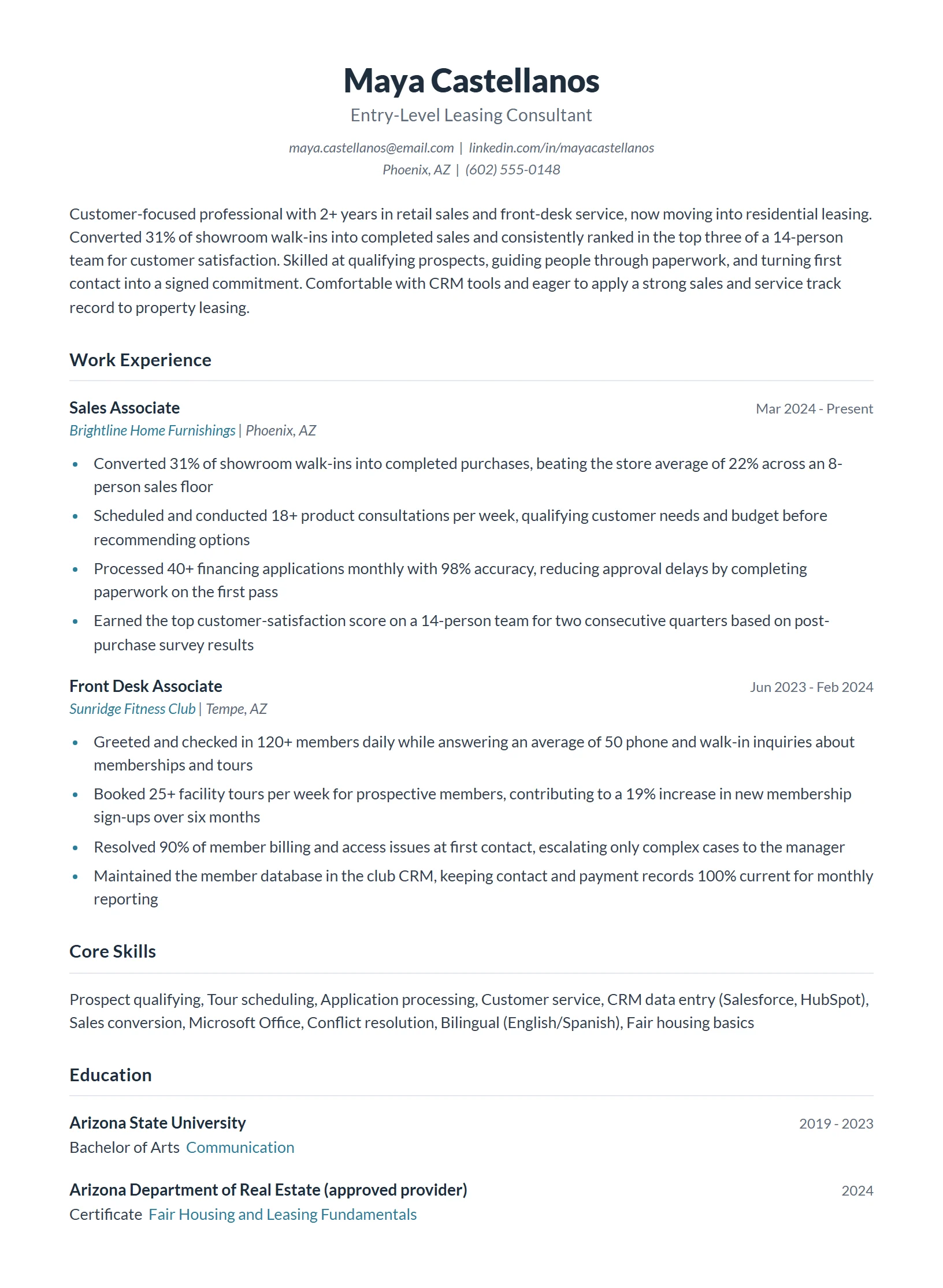 entry-level-leasing-consultant-resume-example