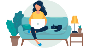 person in sofa with computer