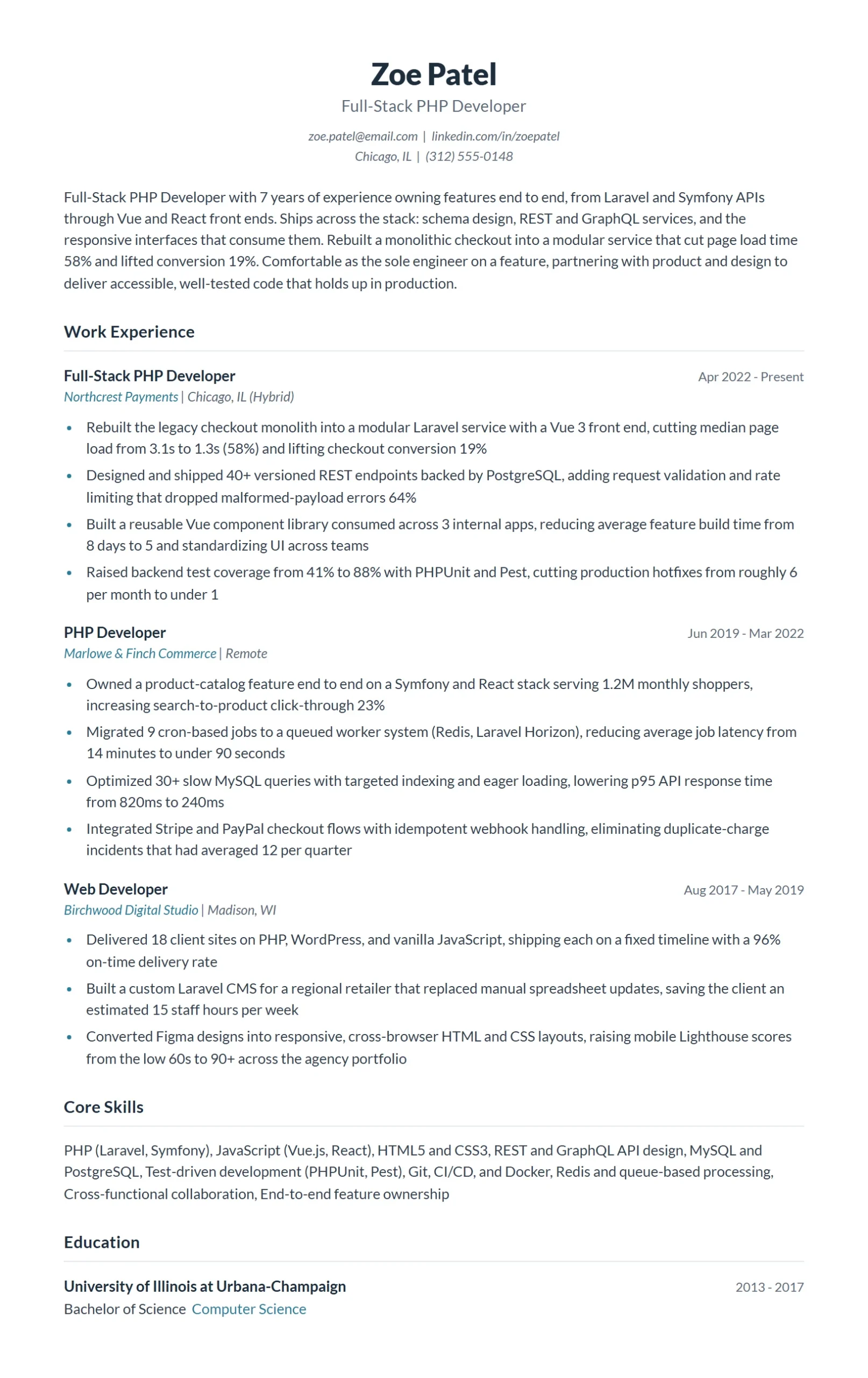 Best PHP Developer Resume Examples for 2026