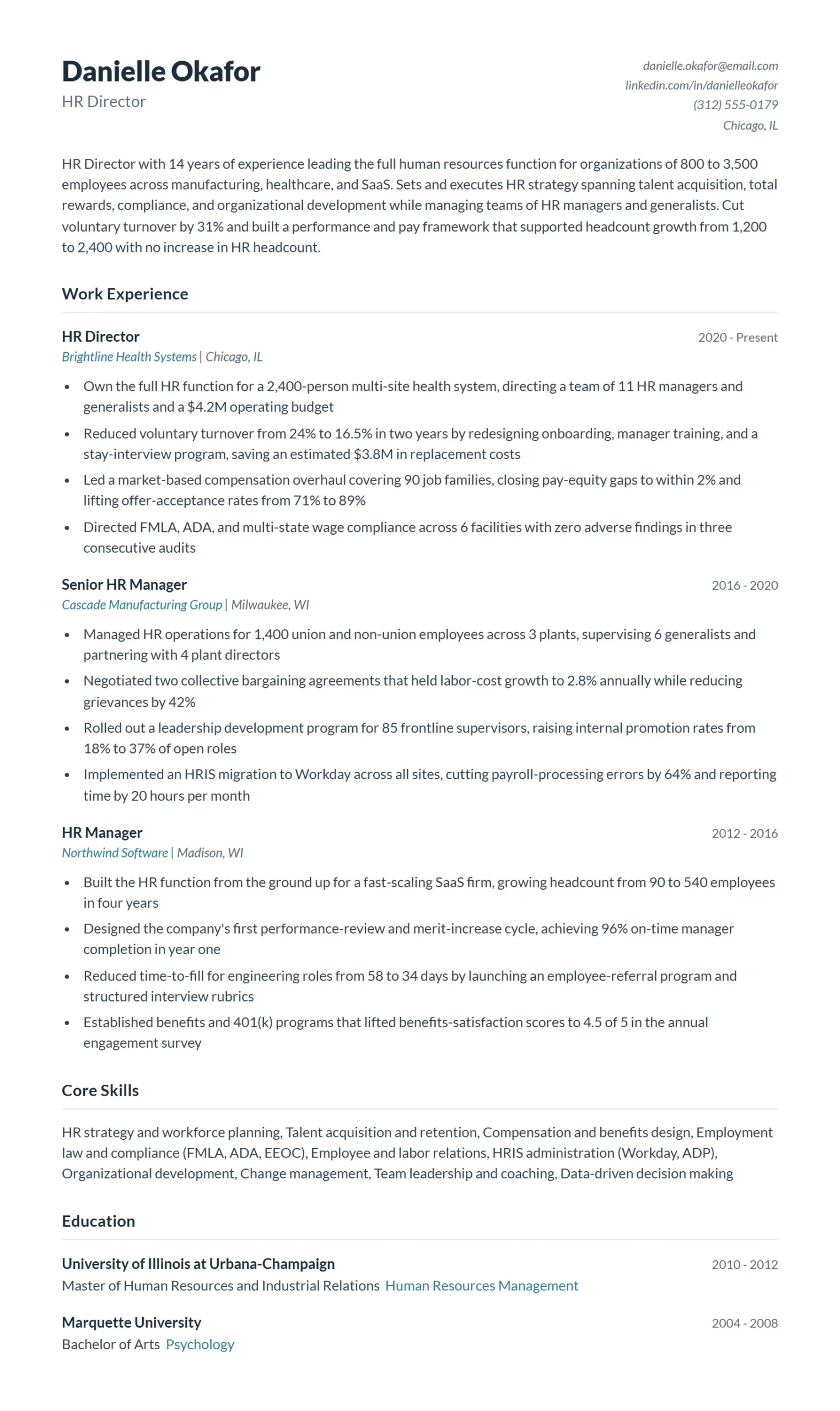 Best HR Director Resume Examples for 2026
