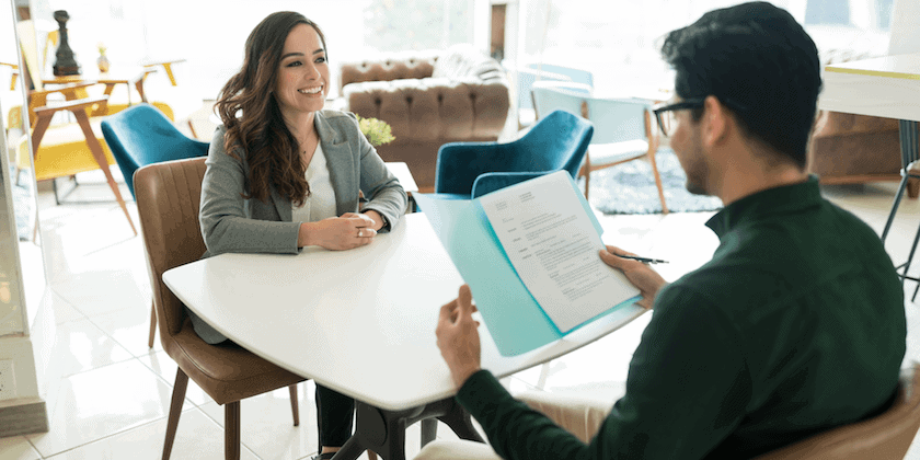 hiring manager reviewing a one-page resume