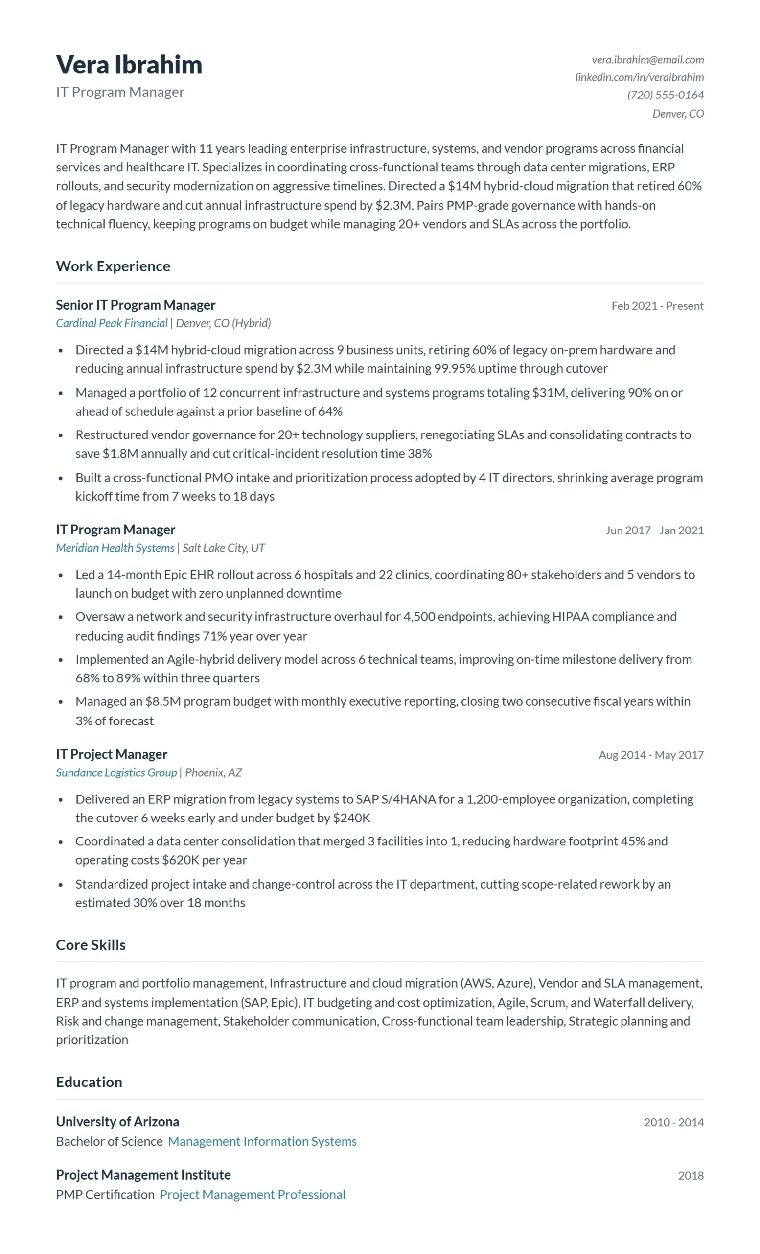 Best Program Manager Resume Examples for 2026