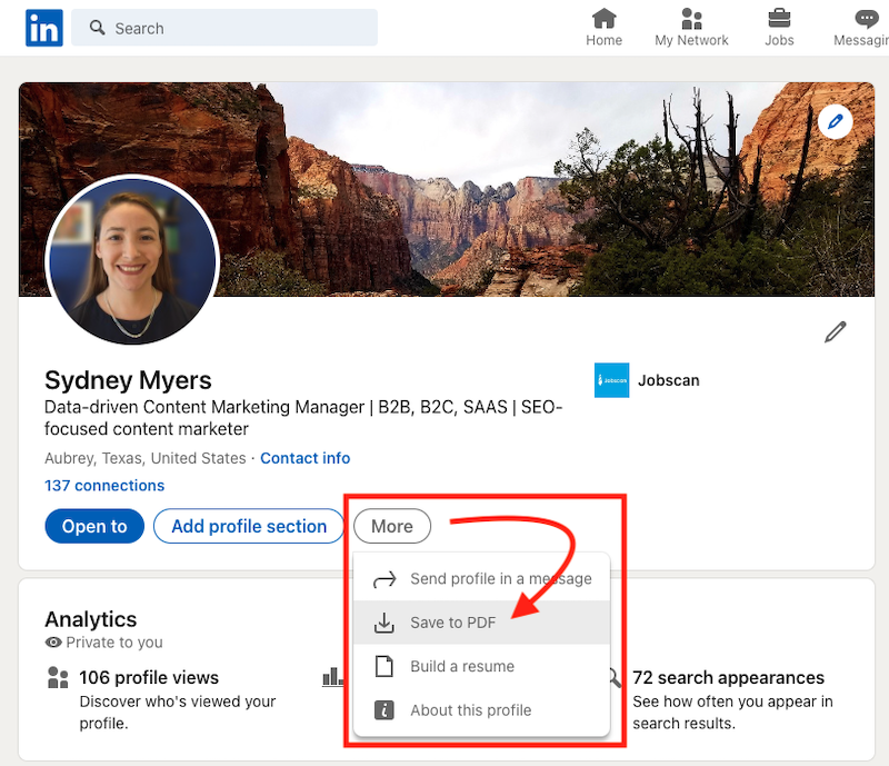 how to download resume from linkedin profile