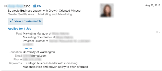 what an applicant looks like in linkedin