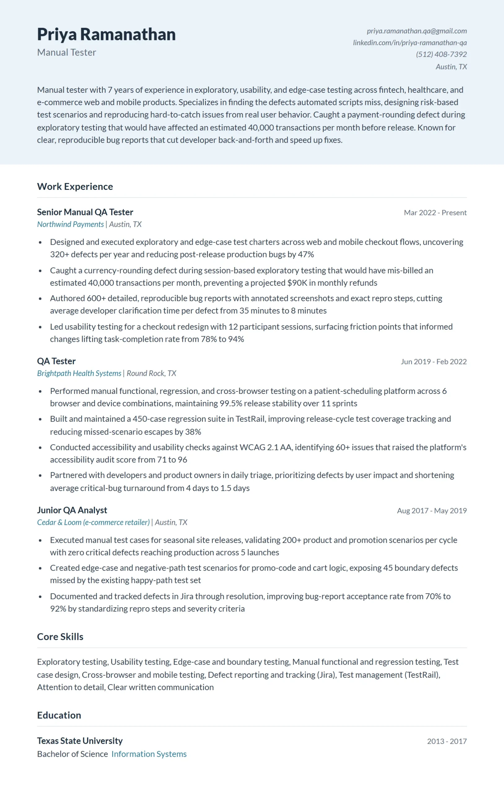 Best Software Testing Resume Examples for 2026