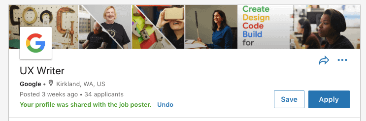 linkedin apply your profile was shared
