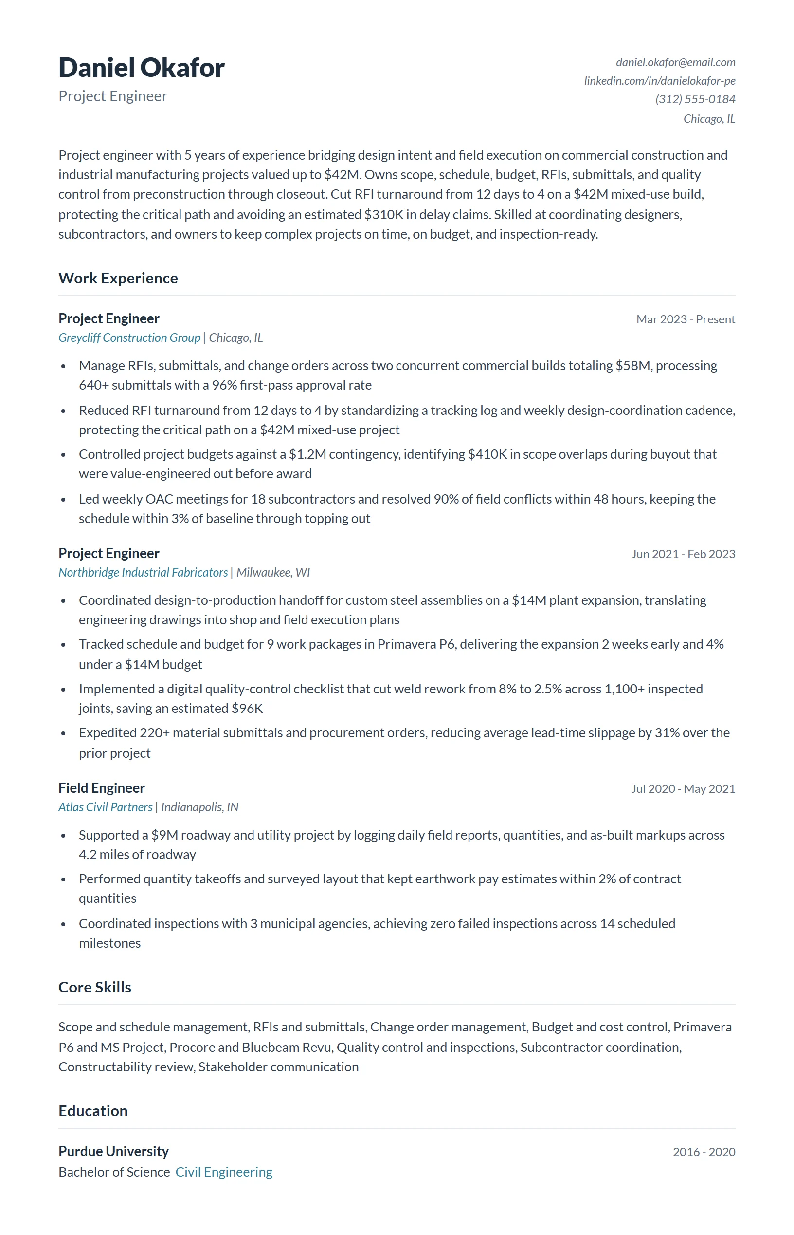 project-engineer-resume-example