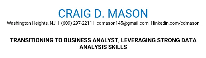 An example of a resume headline for a career changer.