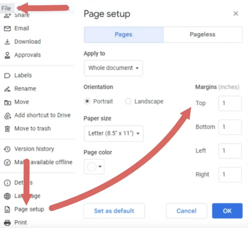 resume margins google docs